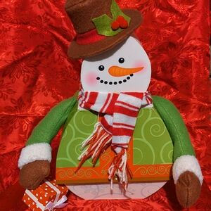 Festive Snowman Decoration with Scarf and Hat
